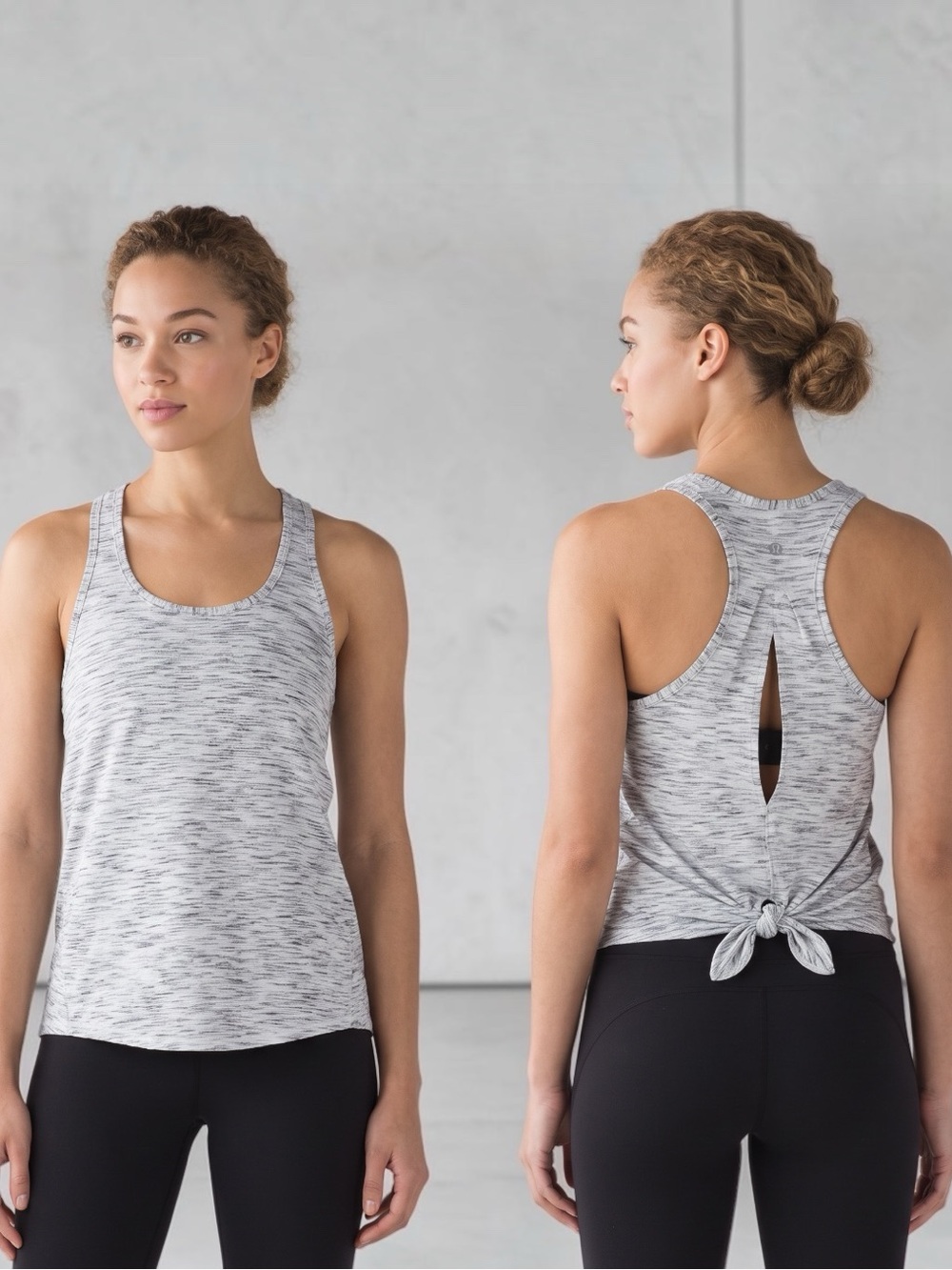 Lululemon Tank Top Racerback Gray White Space Dye Yoga Workout Size 4